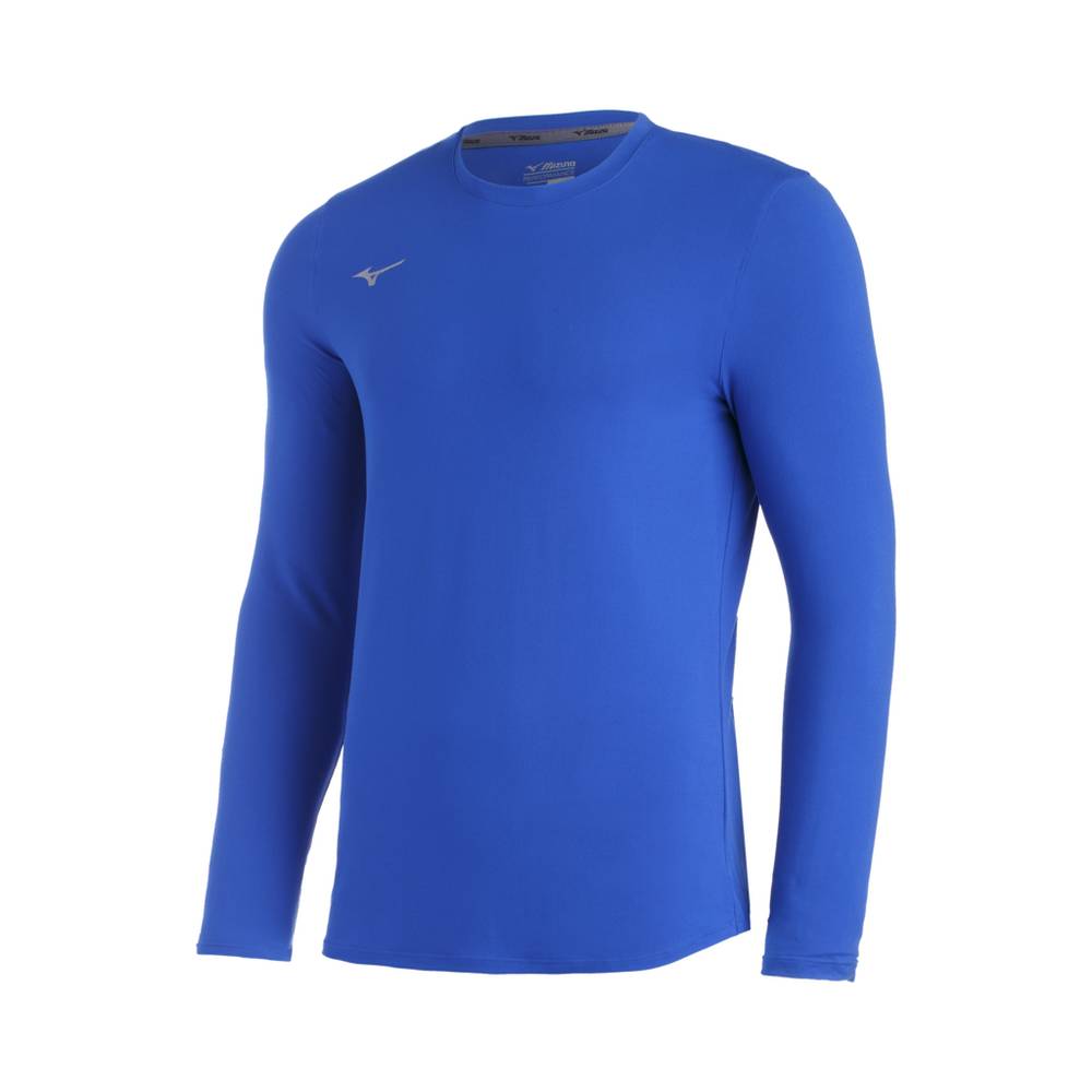 Mizuno Men's Comp Diamond Long Sleeve Crew Baseball Tops Royal (350638-HEI)